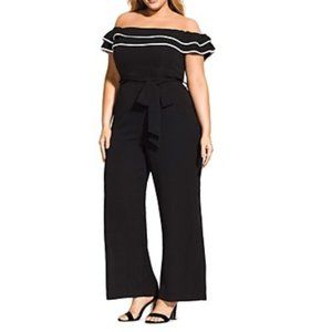 City Chic Plus Off-the-Shoulder Wide-Leg Jumpsuit